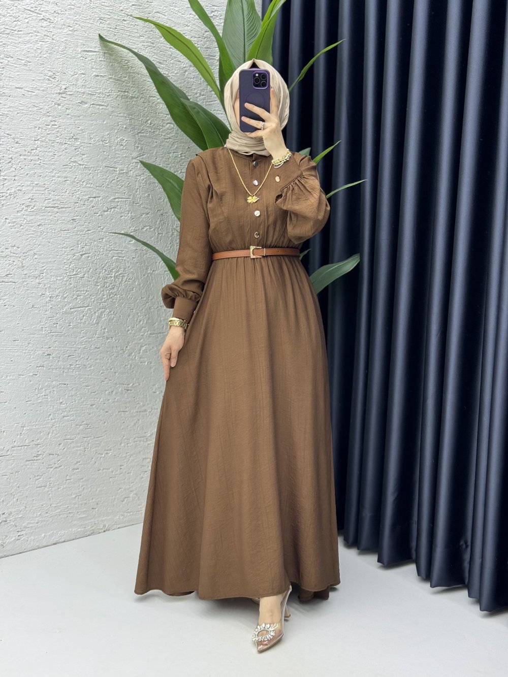 Vera Elbise Tesettür Giyim Kahverengi