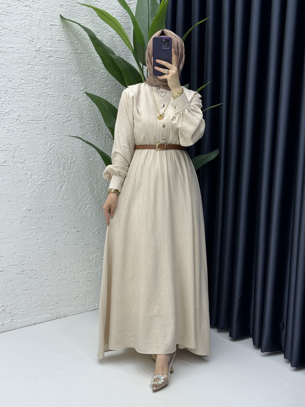 Vera Elbise Tesettür Giyim Taş Rengi