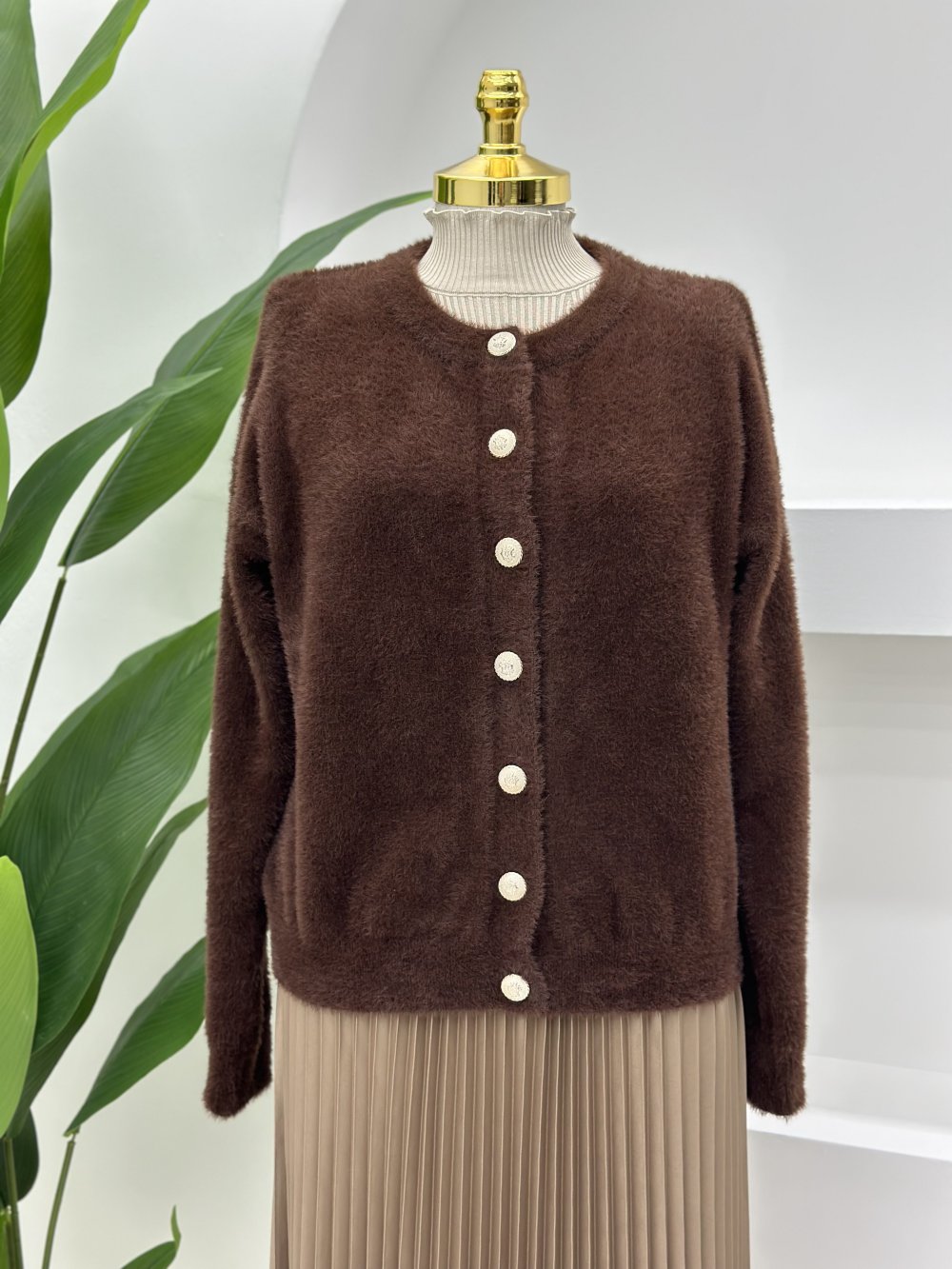 Yumoş Hırka Kahverengi