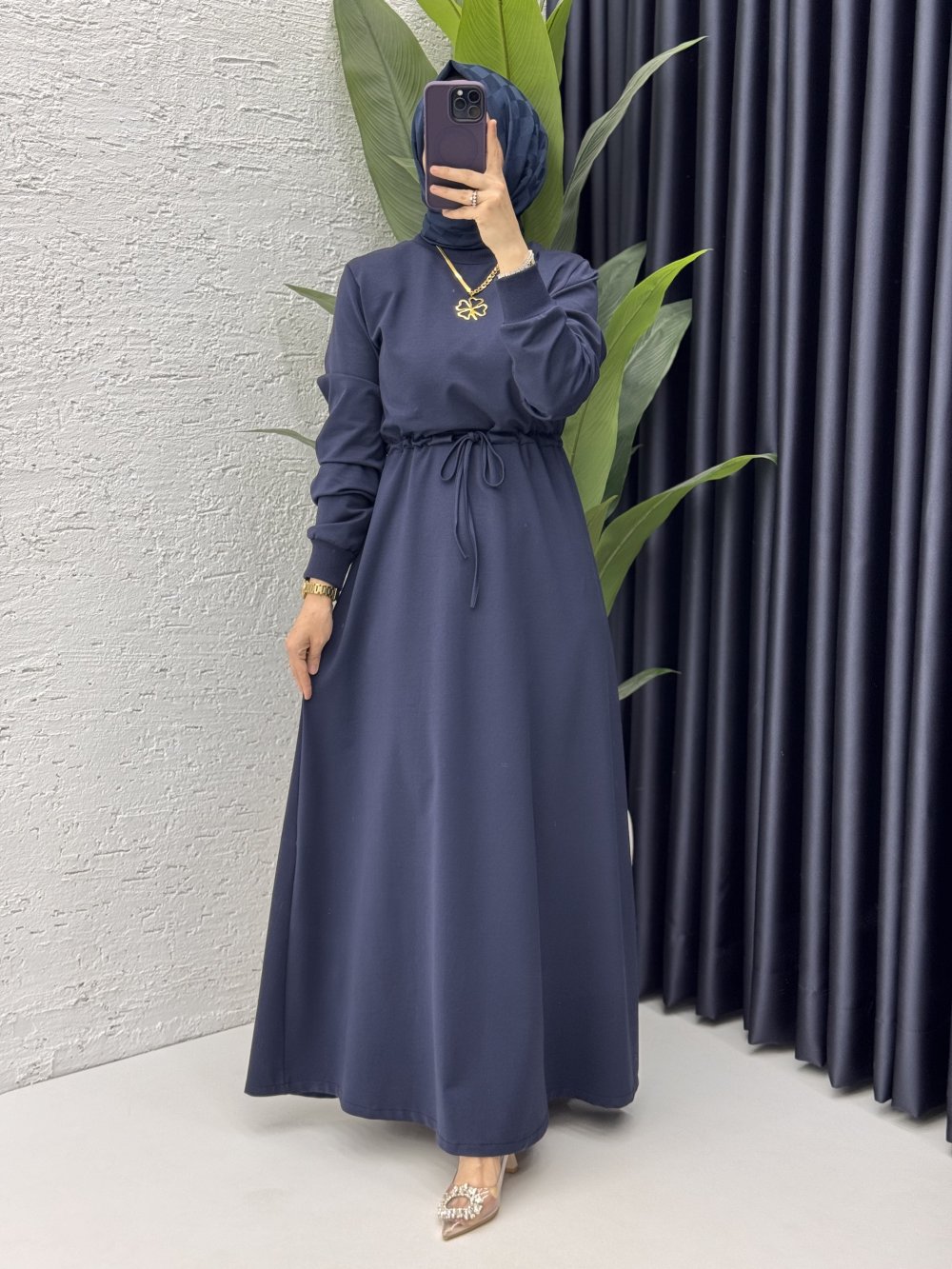 Yüsra Elbise Tesettür Giyim  Lacivert