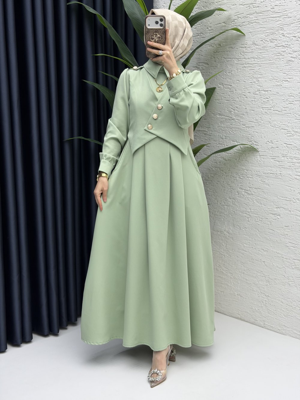 Zahidar Elbise Tesettür Elbise  Çağla Yeşil