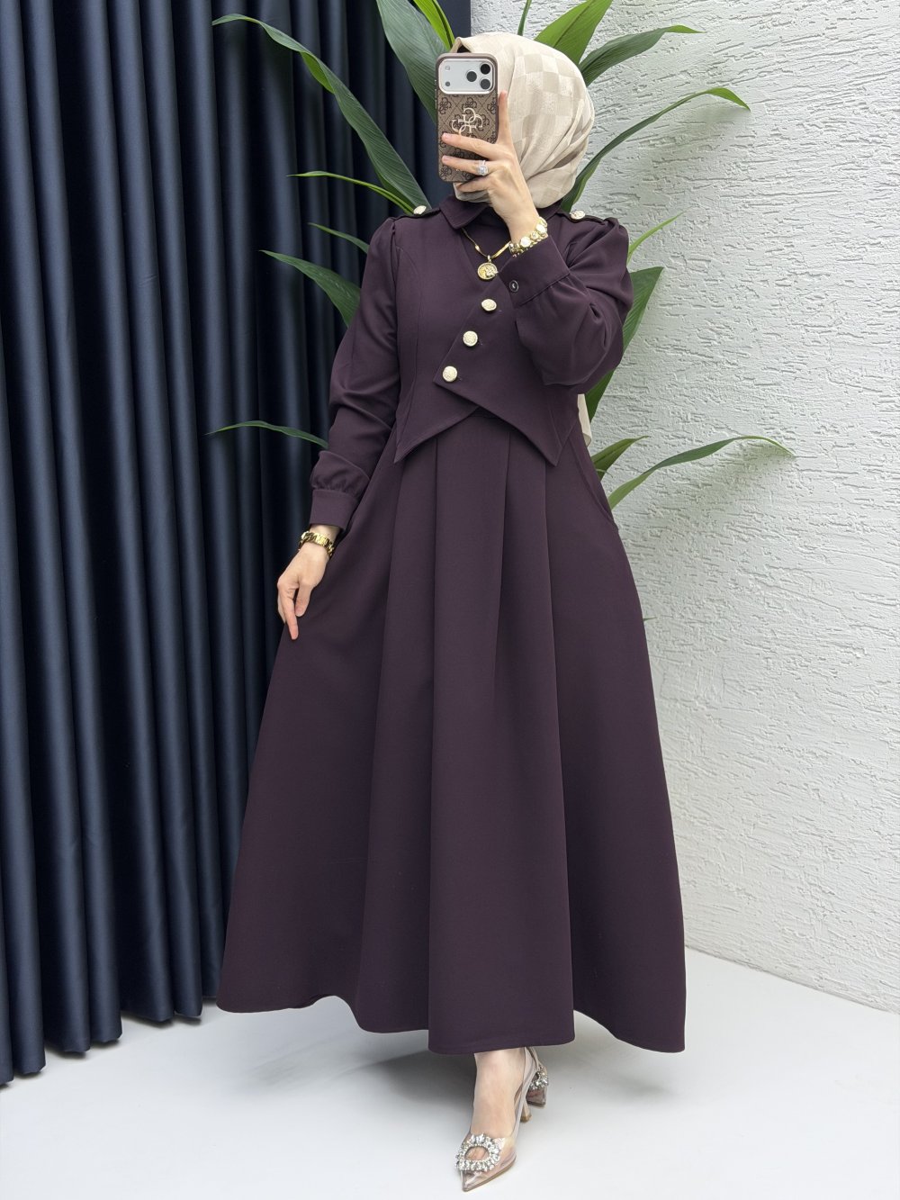 Zahidar Elbise Tesettür Giyim  Mürdüm