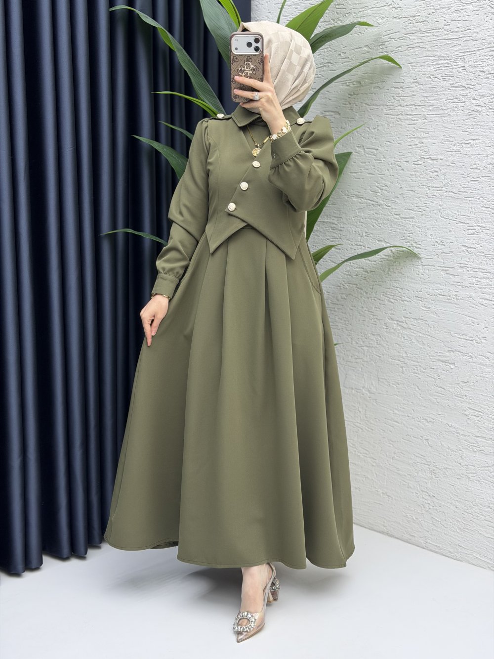 Zahidar Elbise Tesettür Giyim  Haki