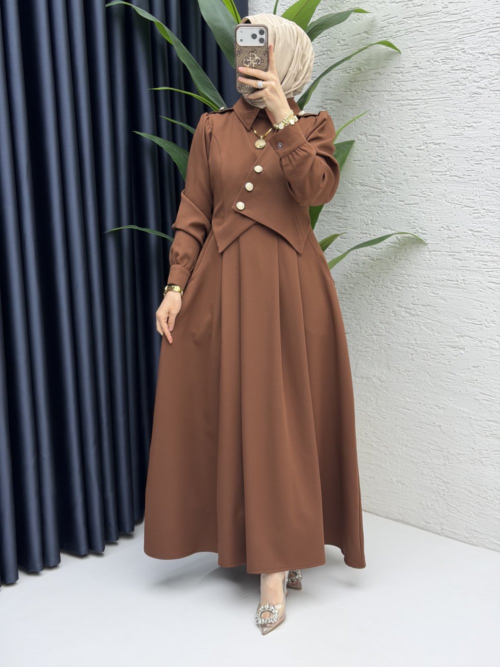 Zahidar Elbise Tesettür Giyim  Kahve