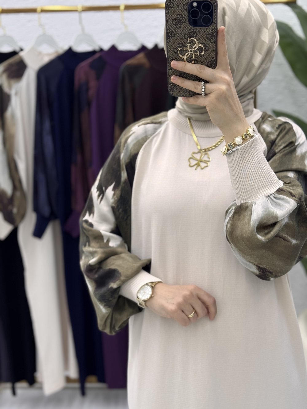 Zerine Elbise Tesettür Giyim  Taş Rengi