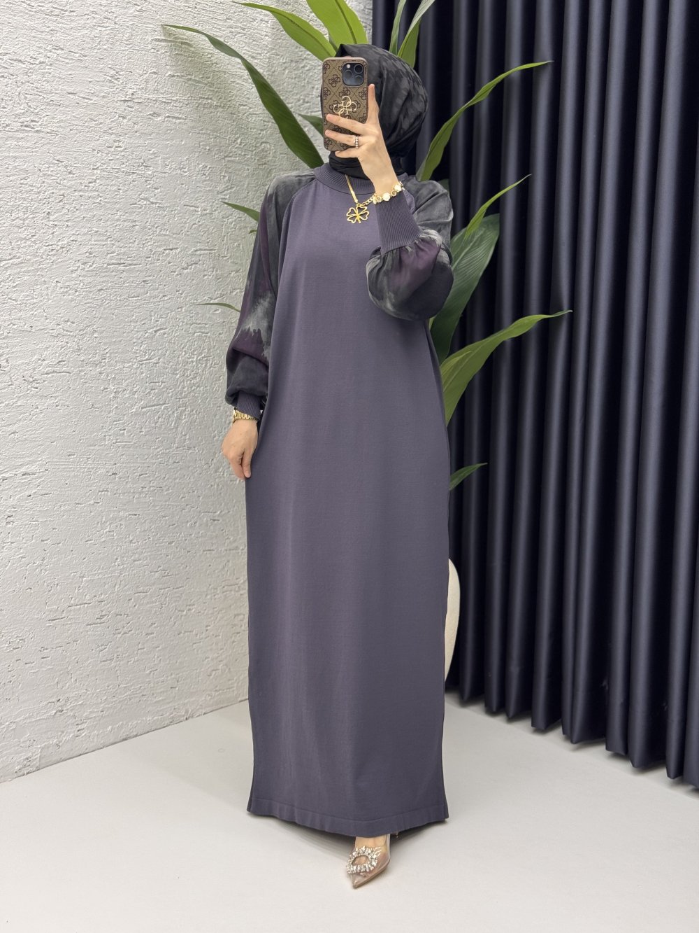 Zerine Elbise Tesettür Giyim  Füme