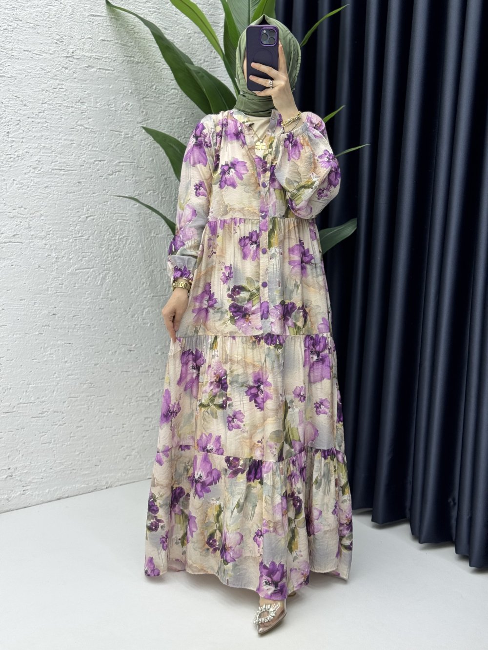 Açelya Elbise Tesettür Giyim Lila