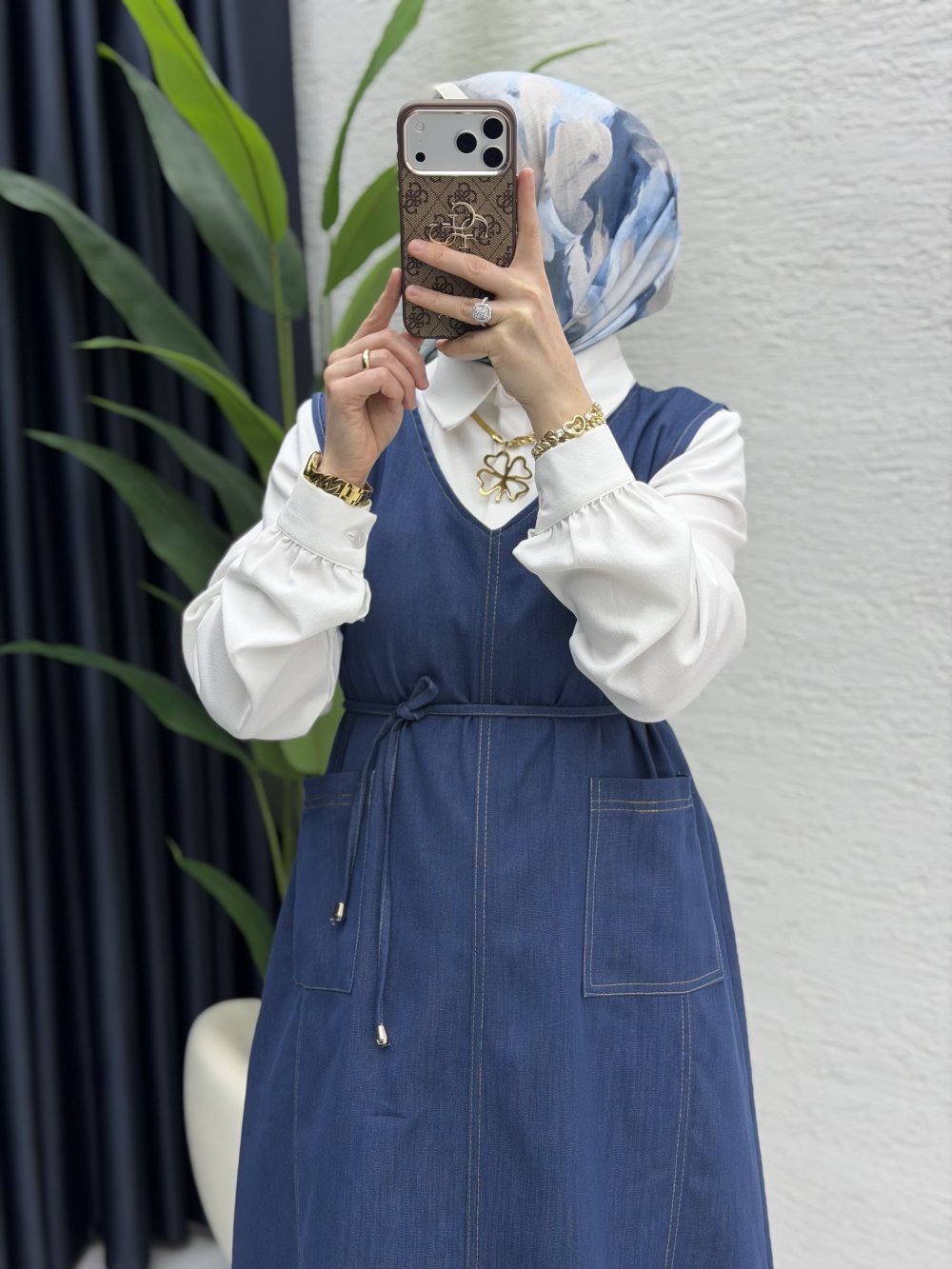 Afize Kot Jile Tesettür Giyim Mavi