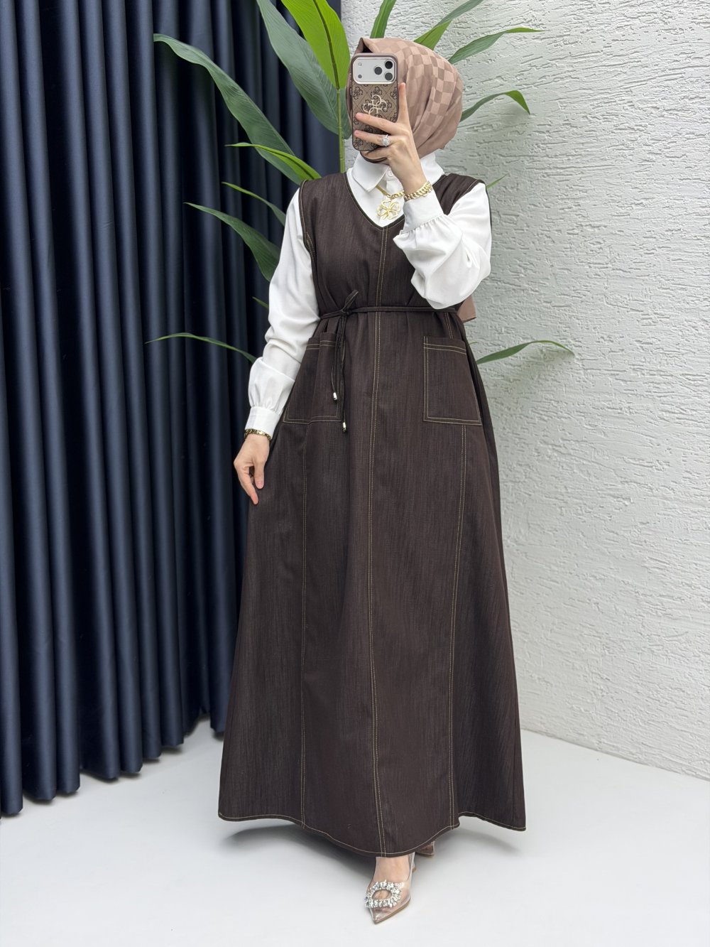 Afize Kot Jile Tesettür Giyim  Kahve