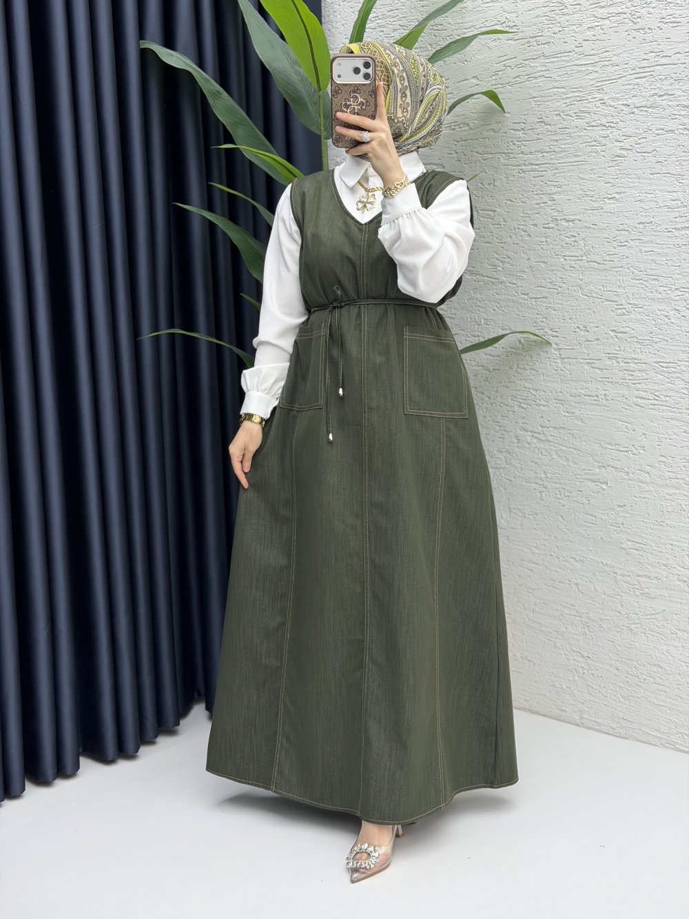 Afize Kot Jile Tesettür Giyim  Haki