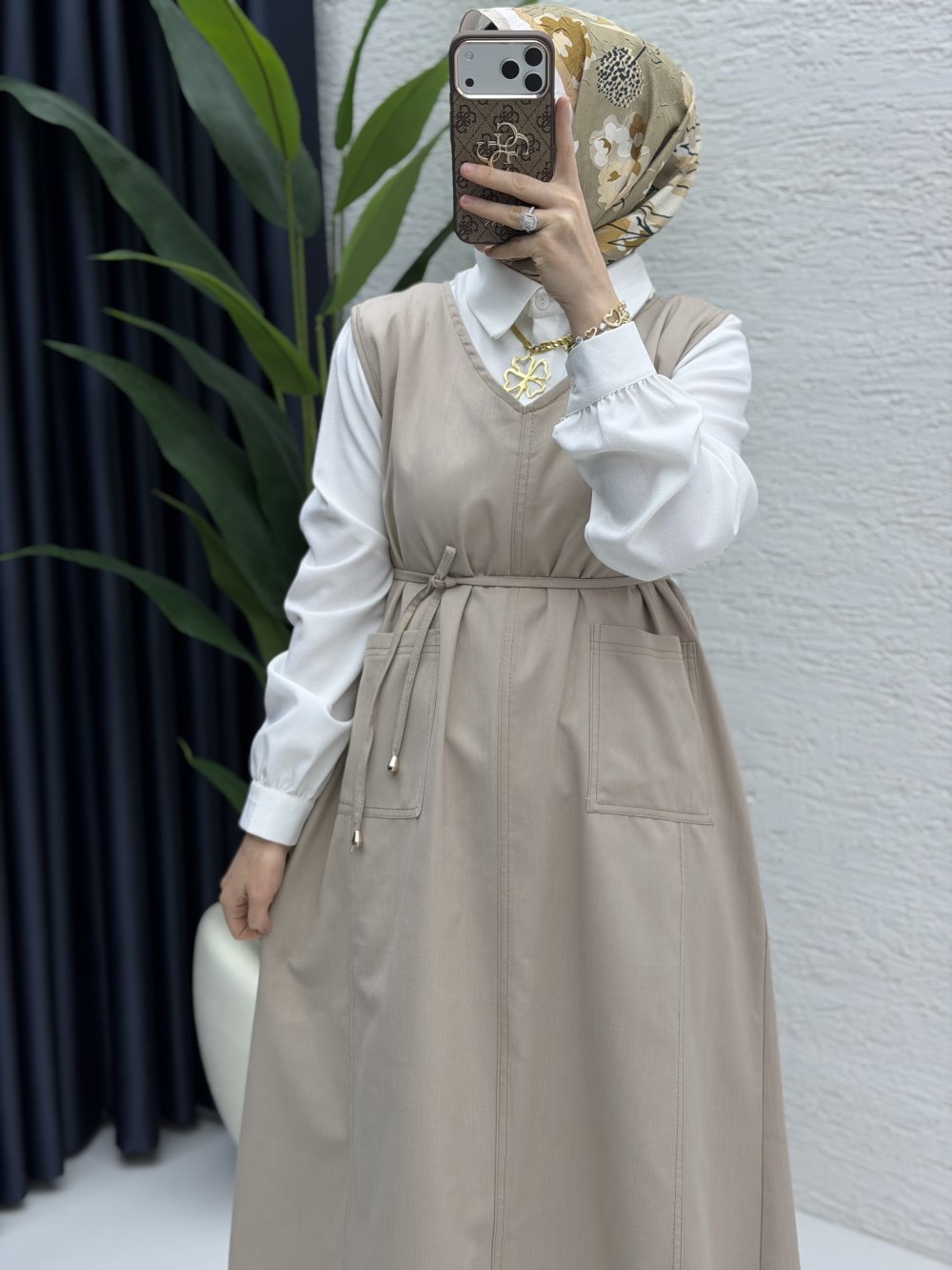 Afize Kot Jile Tesettür Giyim  Taş Rengi