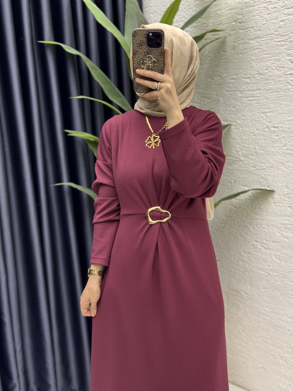 Afra Elbise Tesettür Giyim  Bordo