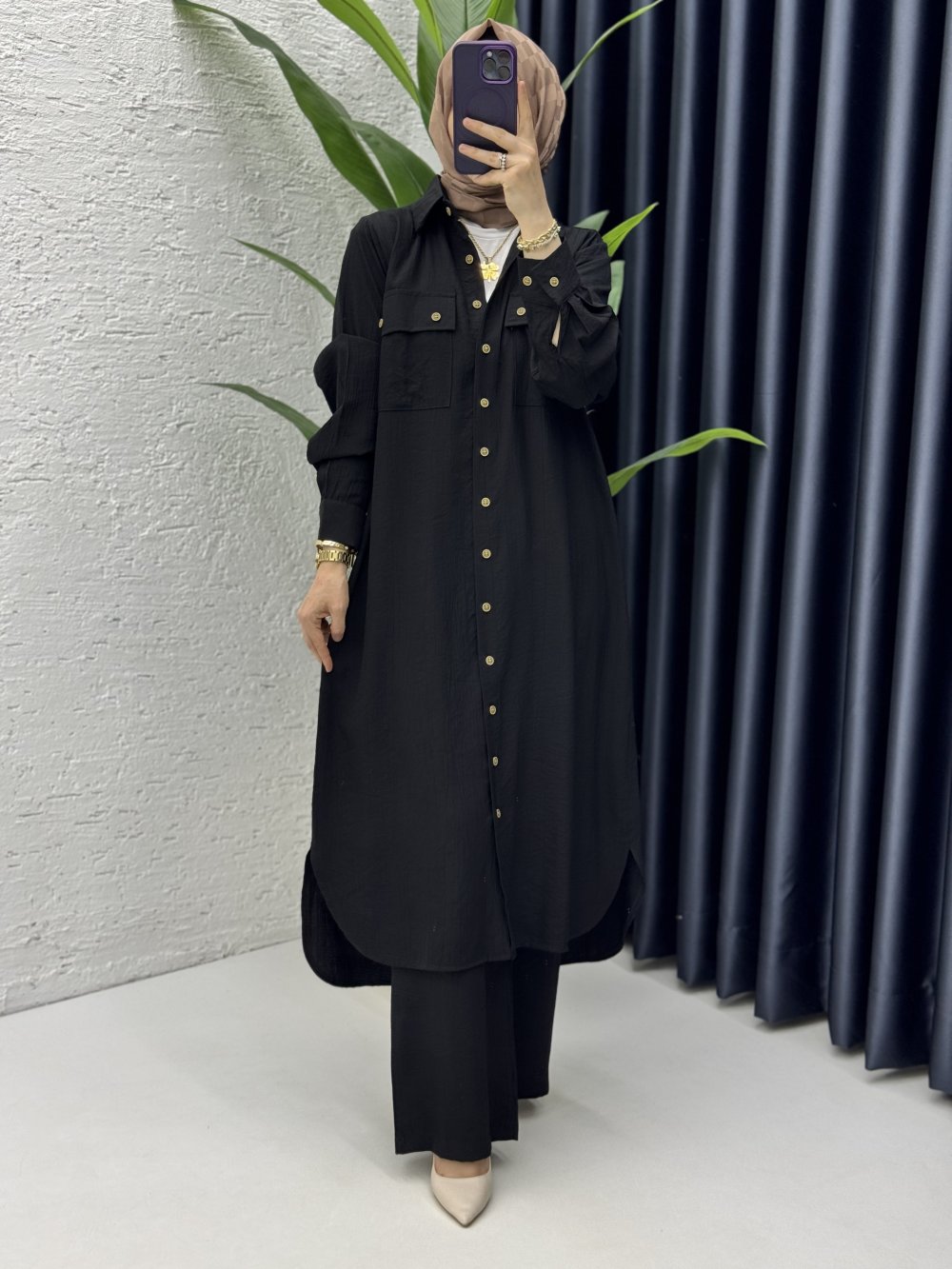 Amine Takım Tesettür Giyim Siyah