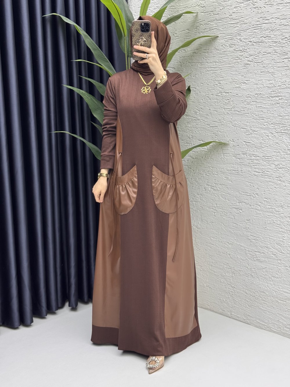 Asmin Elbise Tesettür Giyim Kahve