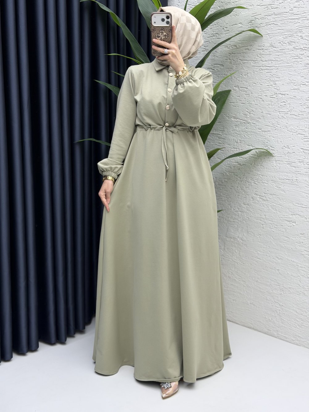 Ayben Elbise Tesettür Giyim  Açık Haki