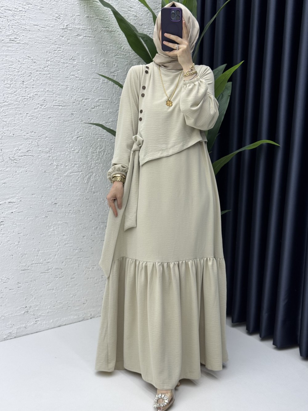 Aycan Elbise Tesettür Giyim Taş Rengi