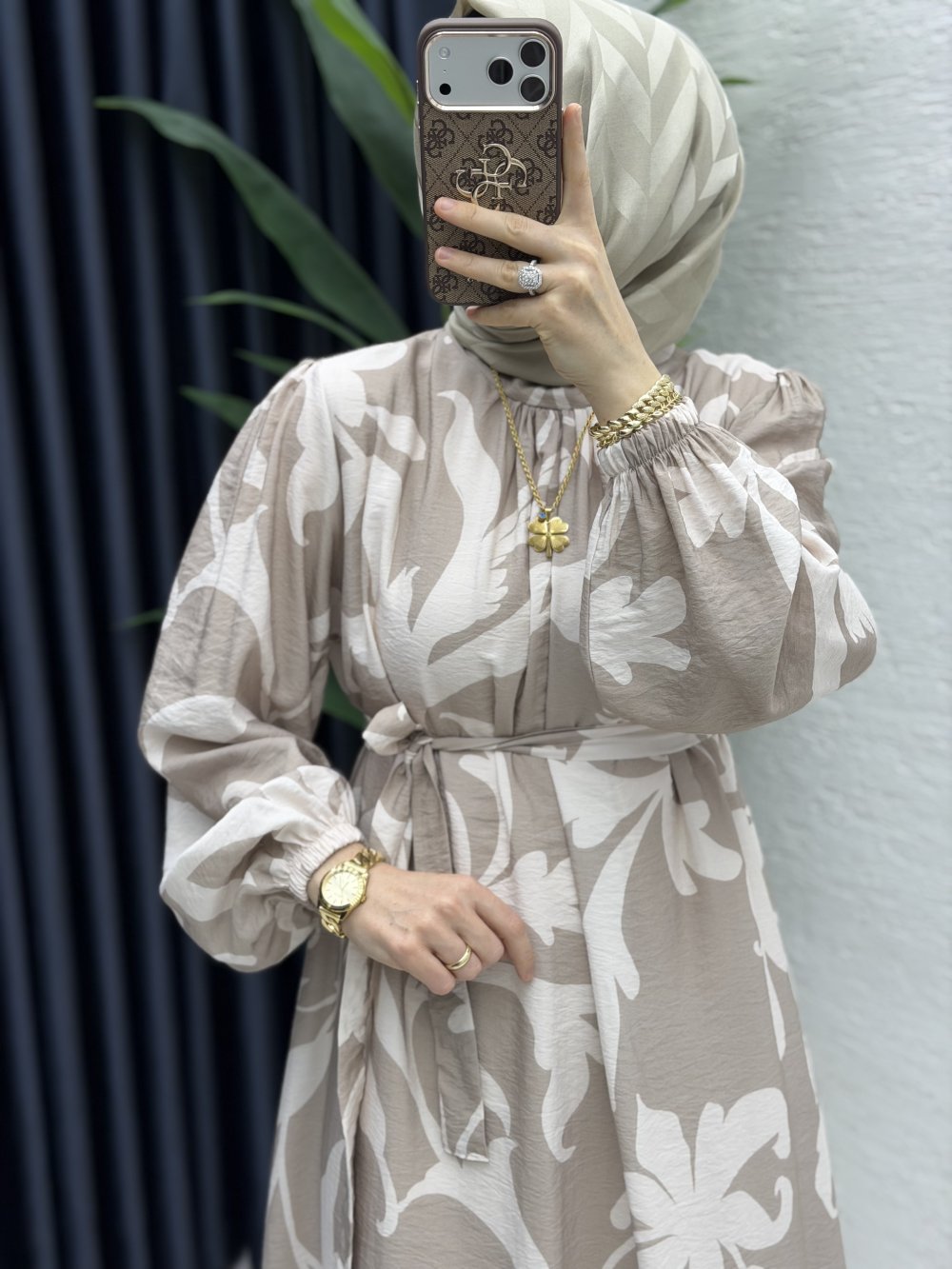 Beyza Elbise Tesettür Giyim Bej