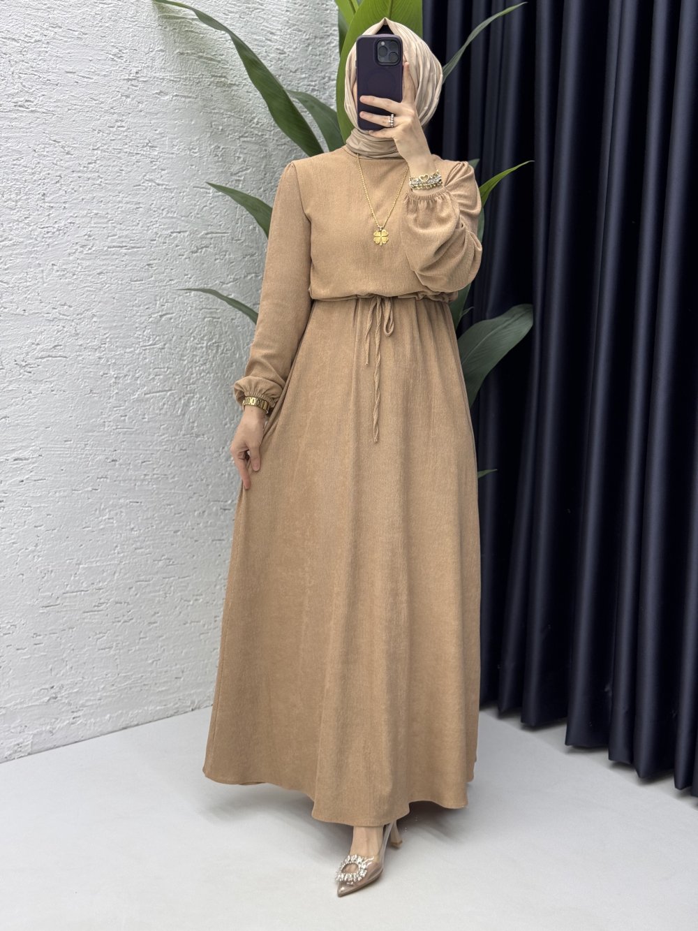 Billur Elbise Tesettür Giyim  Camel