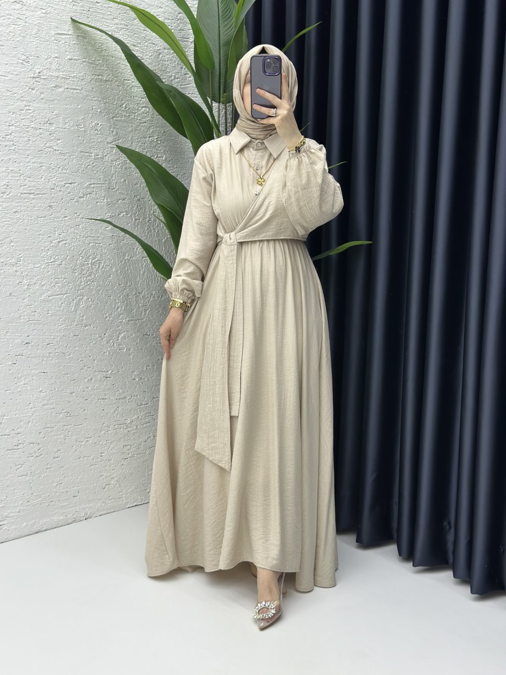 Bukre Elbise Taş Rengi