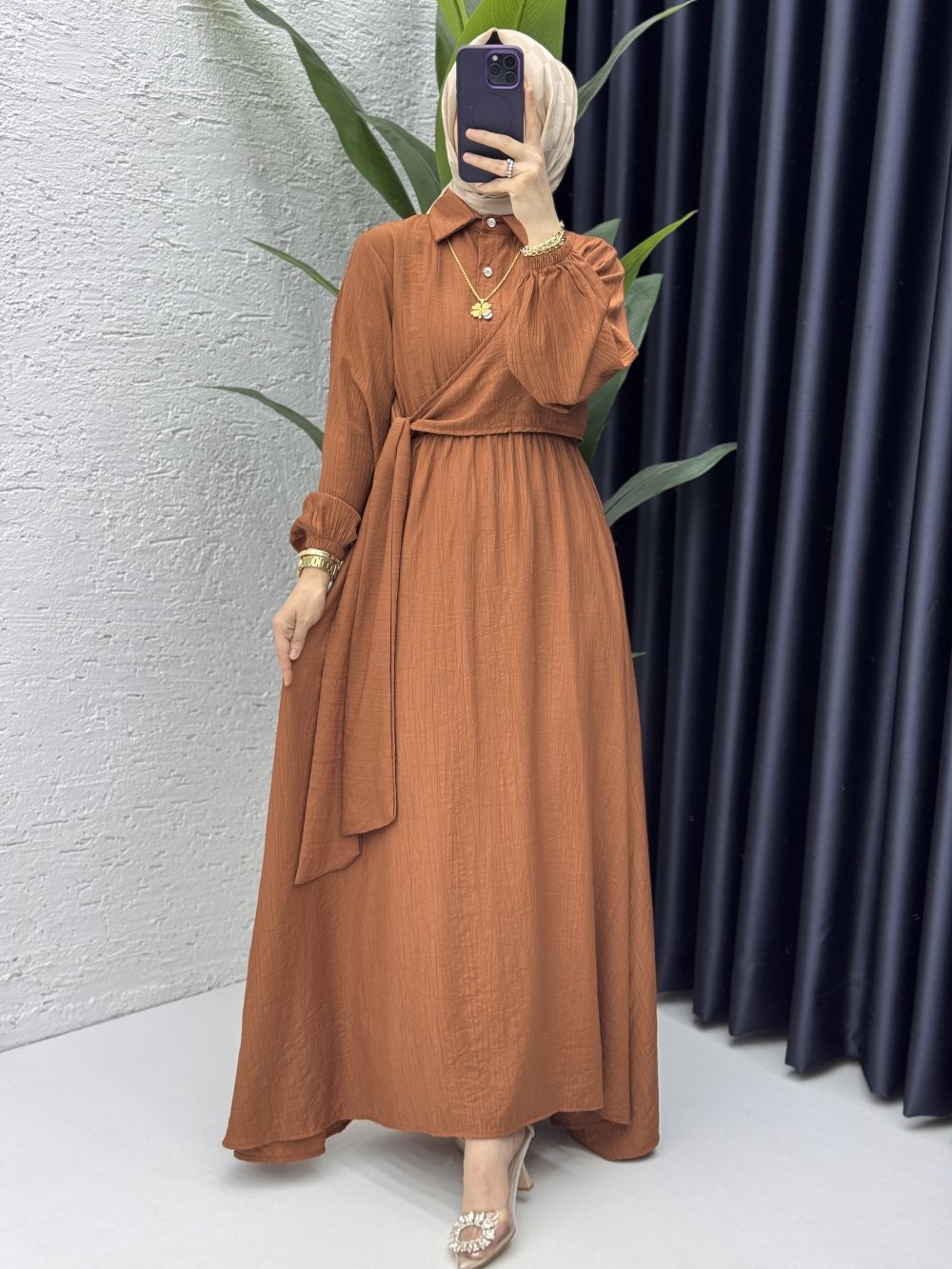 Bukre Elbise Tesettür Giyim Kiremit