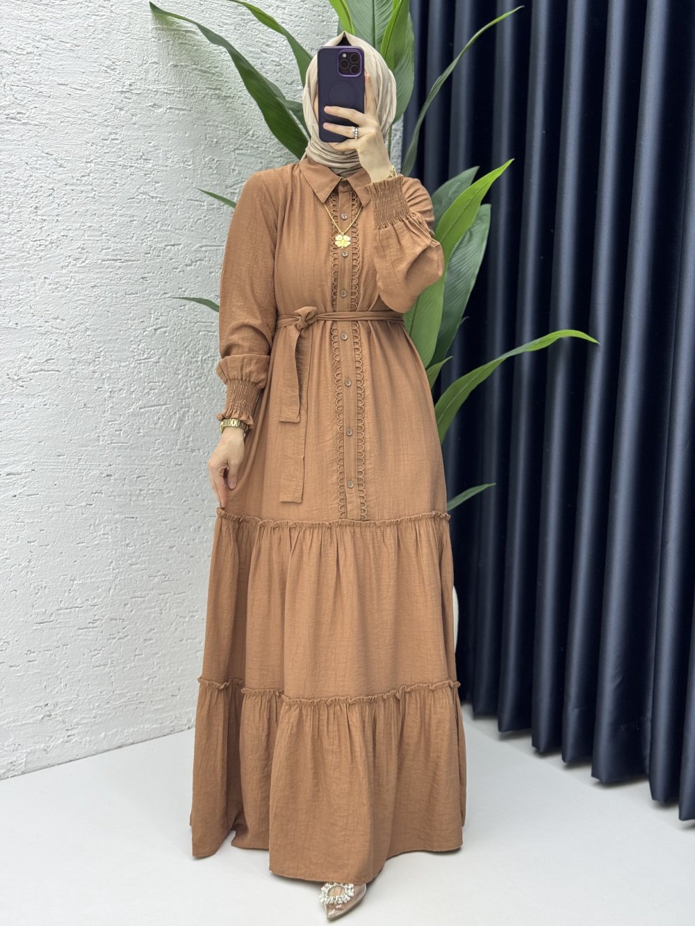 Büşra Elbise Tesettür Giyim Kiremit