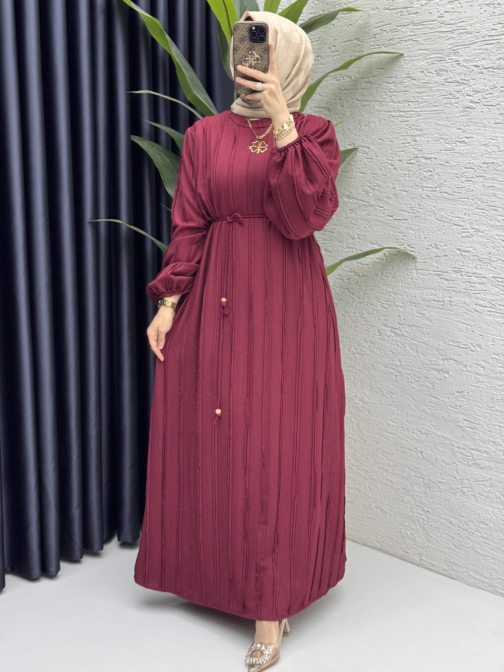 Cevher Elbise Tesettür Giyim  Bordo