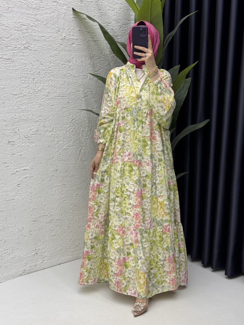 Çiğdem Elbise Tesettür Giyim Mint Yeşili