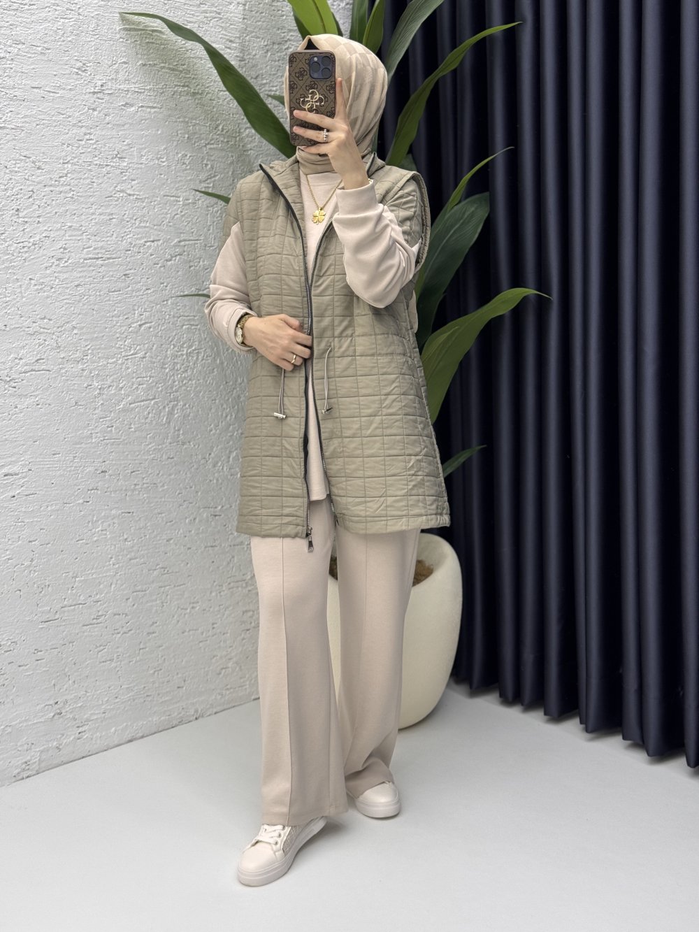 Deniz Üçlü Takım Tesettür Giyim  Küf Yeşili