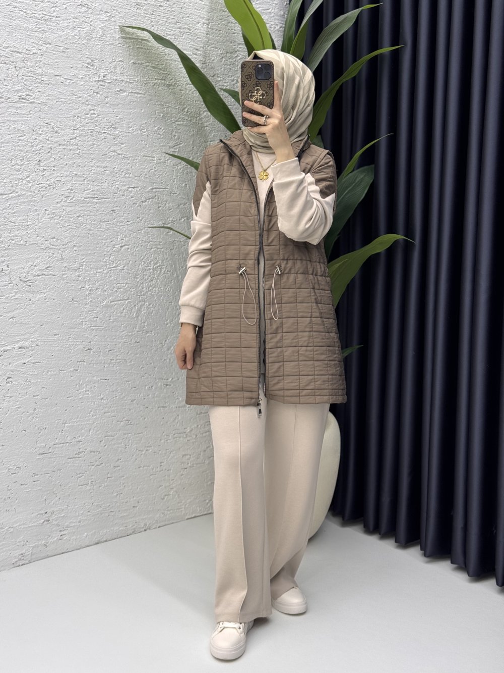 Deniz Üçlü Takım Tesettür Giyim  Vizon