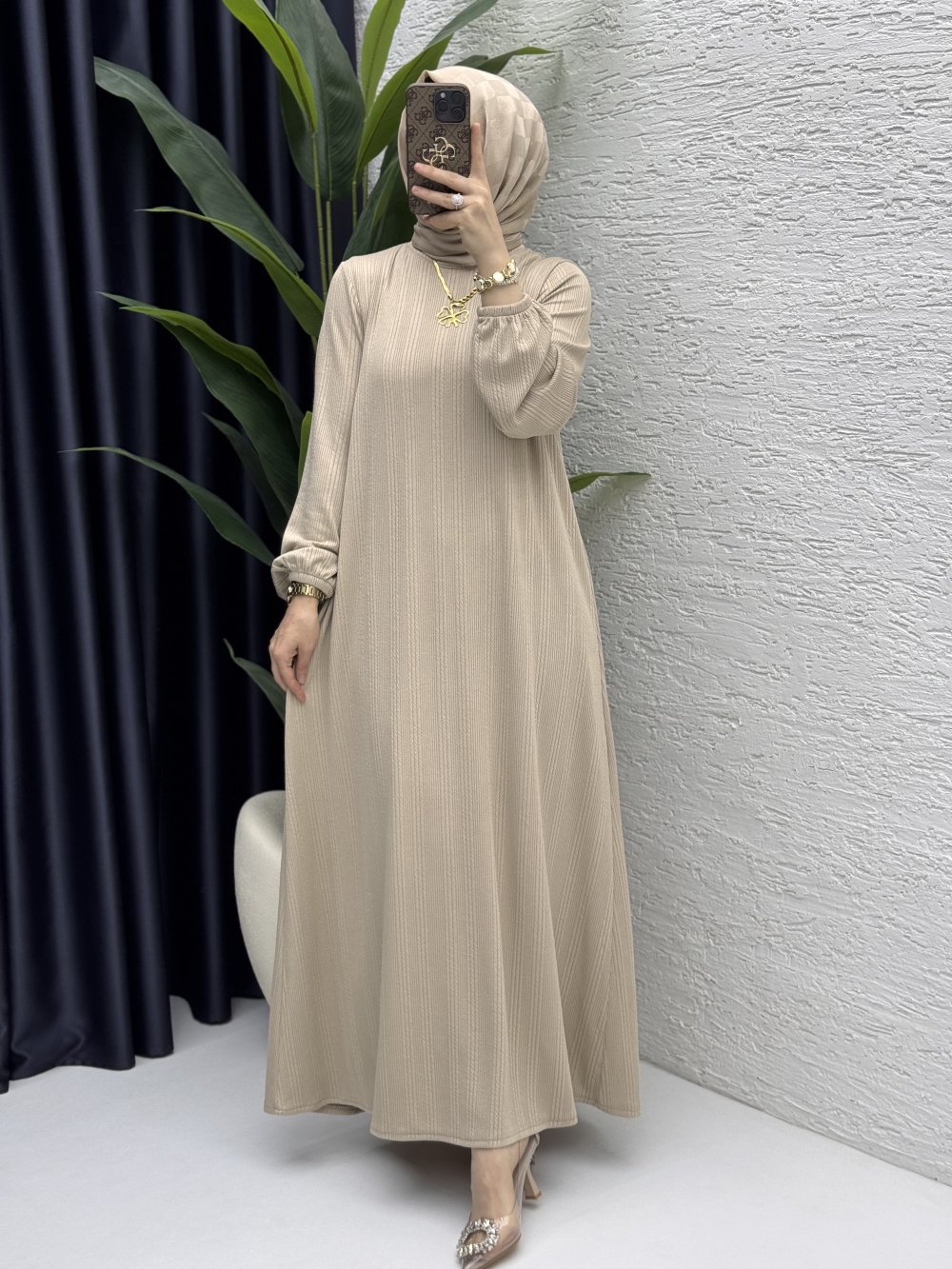 Esme Elbise Tesettür Giyim  Taş Rengi