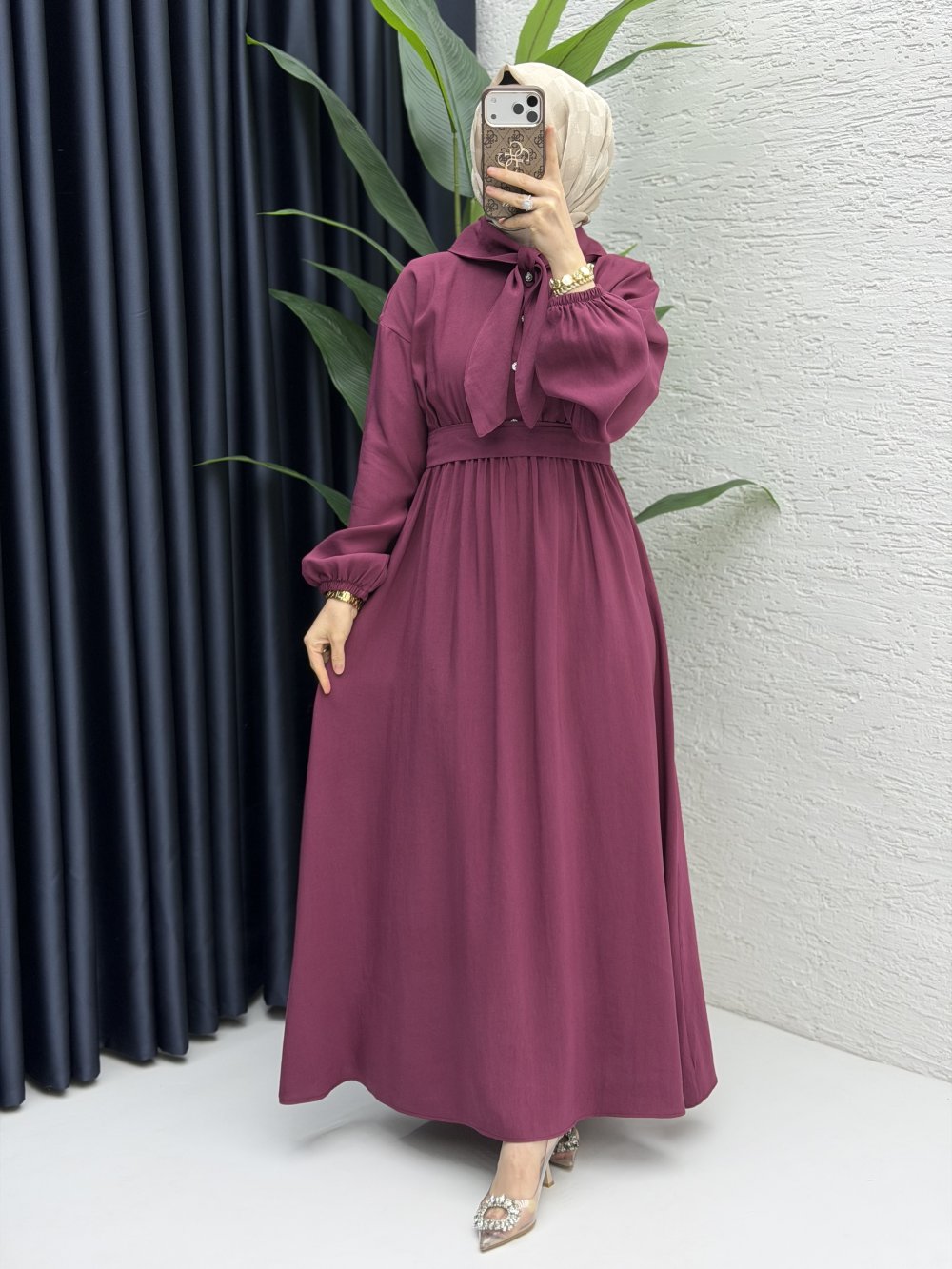 Eslem Elbise Tesettür Giyim  Vişne