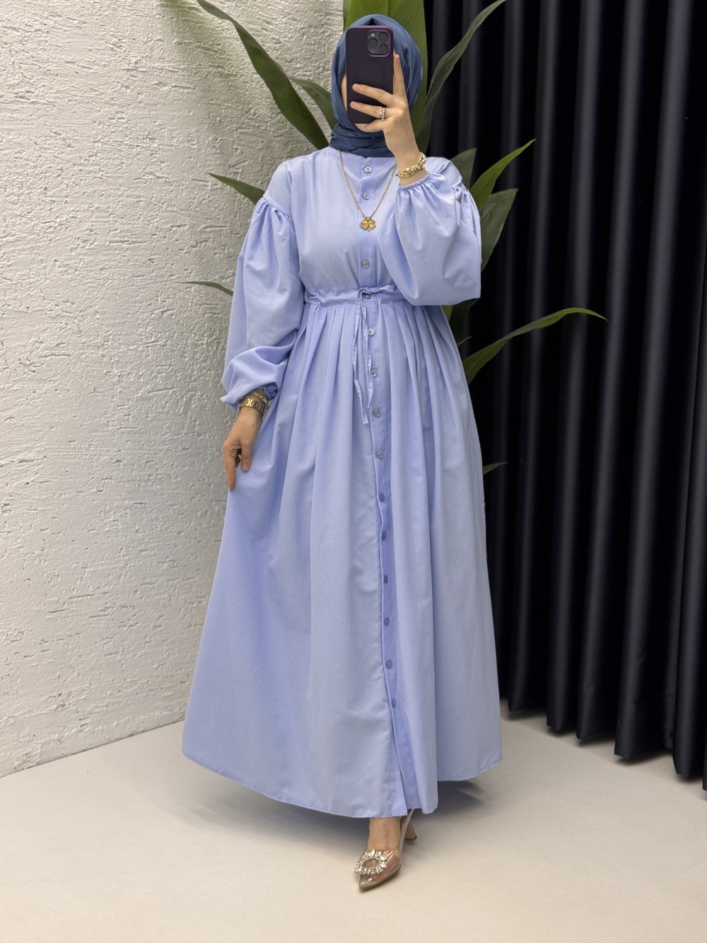 Feride Elbise Tesettür Giyim Mavi