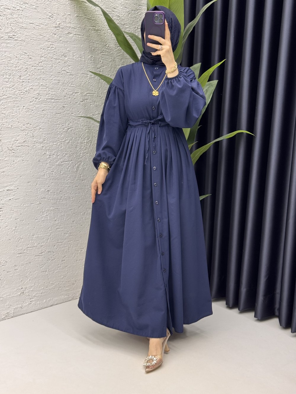 Feride Elbise Tesettür Giyim Lacivert