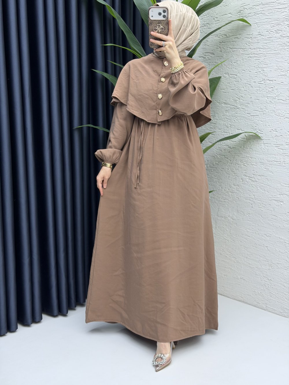 Feriha Bolero Elbise Tesettür Giyim  Sütlü Kahve