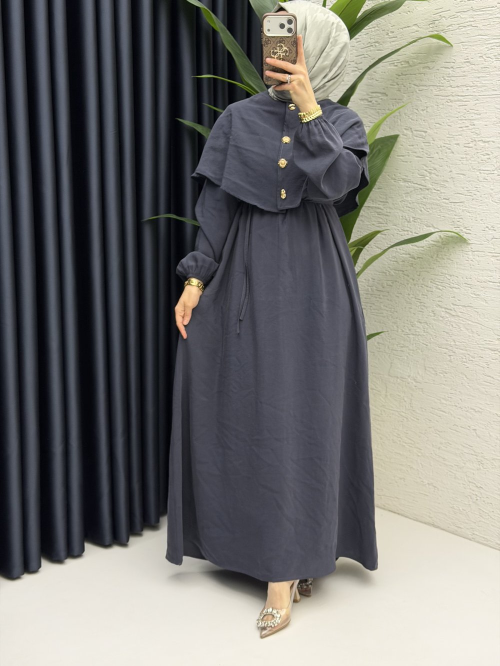 Feriha Bolero Elbise Tesettür Giyim  Füme