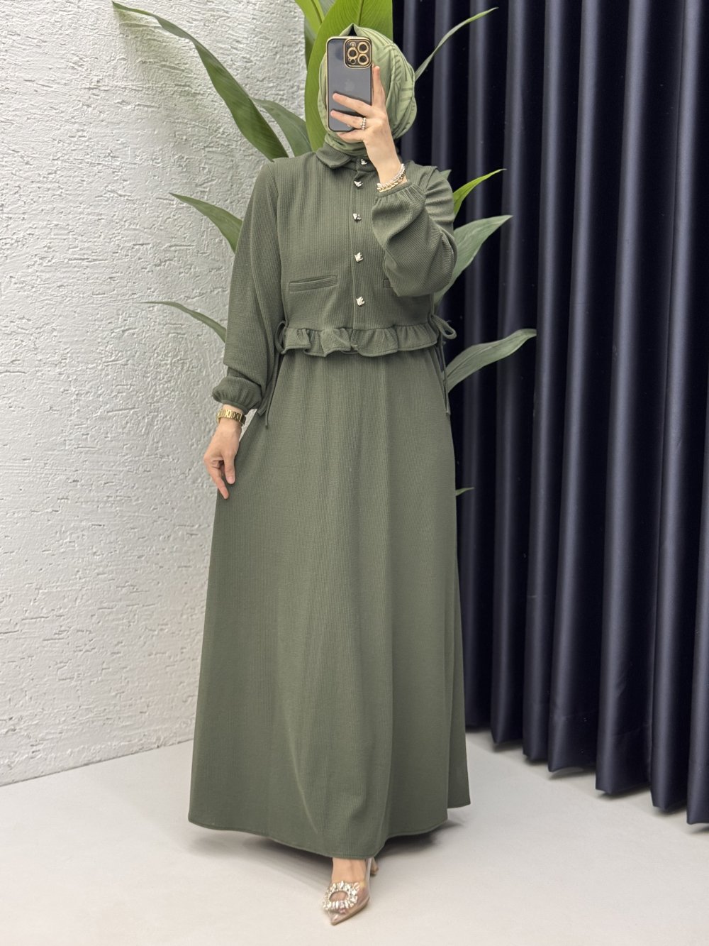 Feriha Elbise Tesettür Giyim  Haki