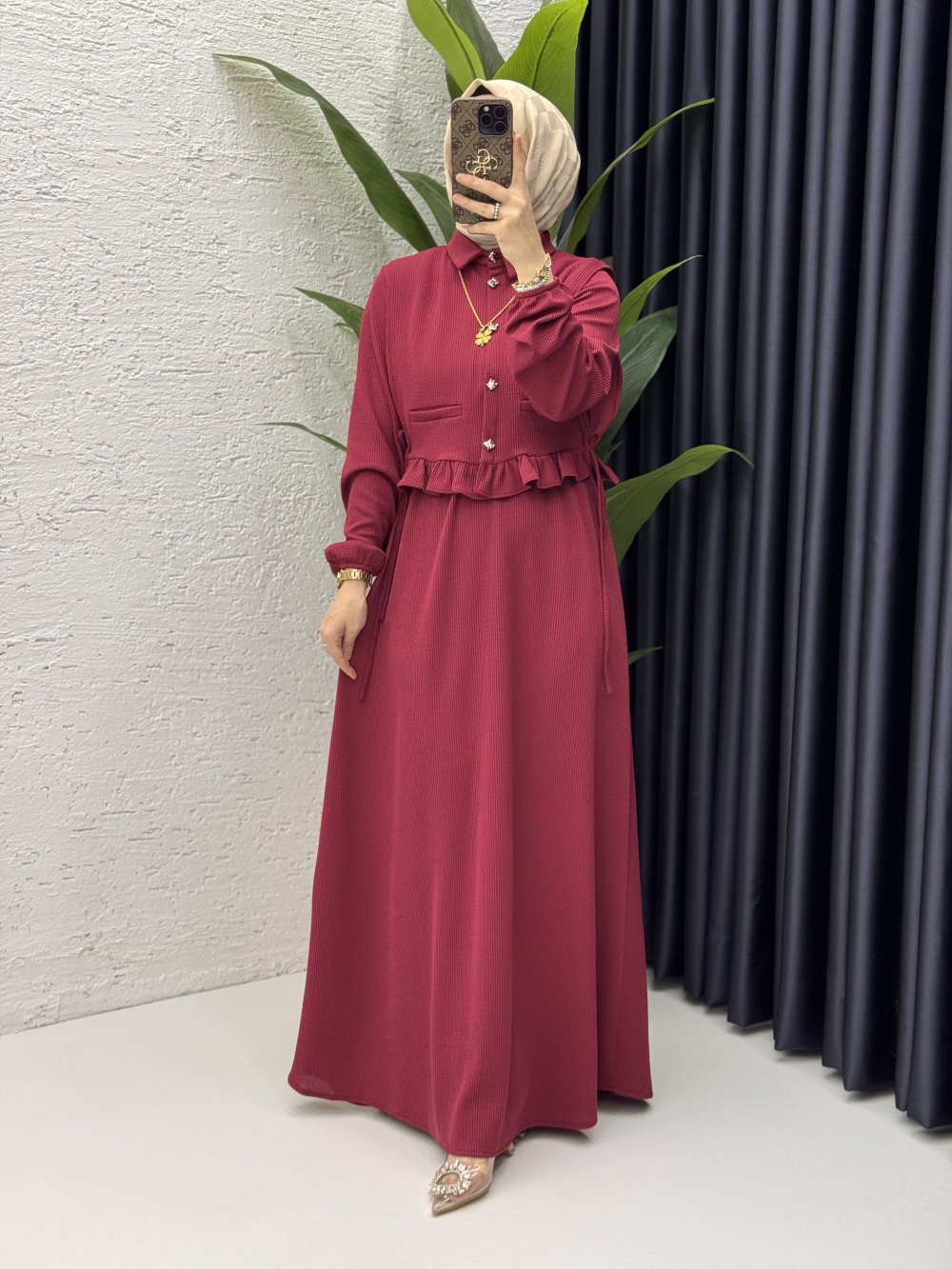 Feriha Elbise Tesettür Giyim  Vişne