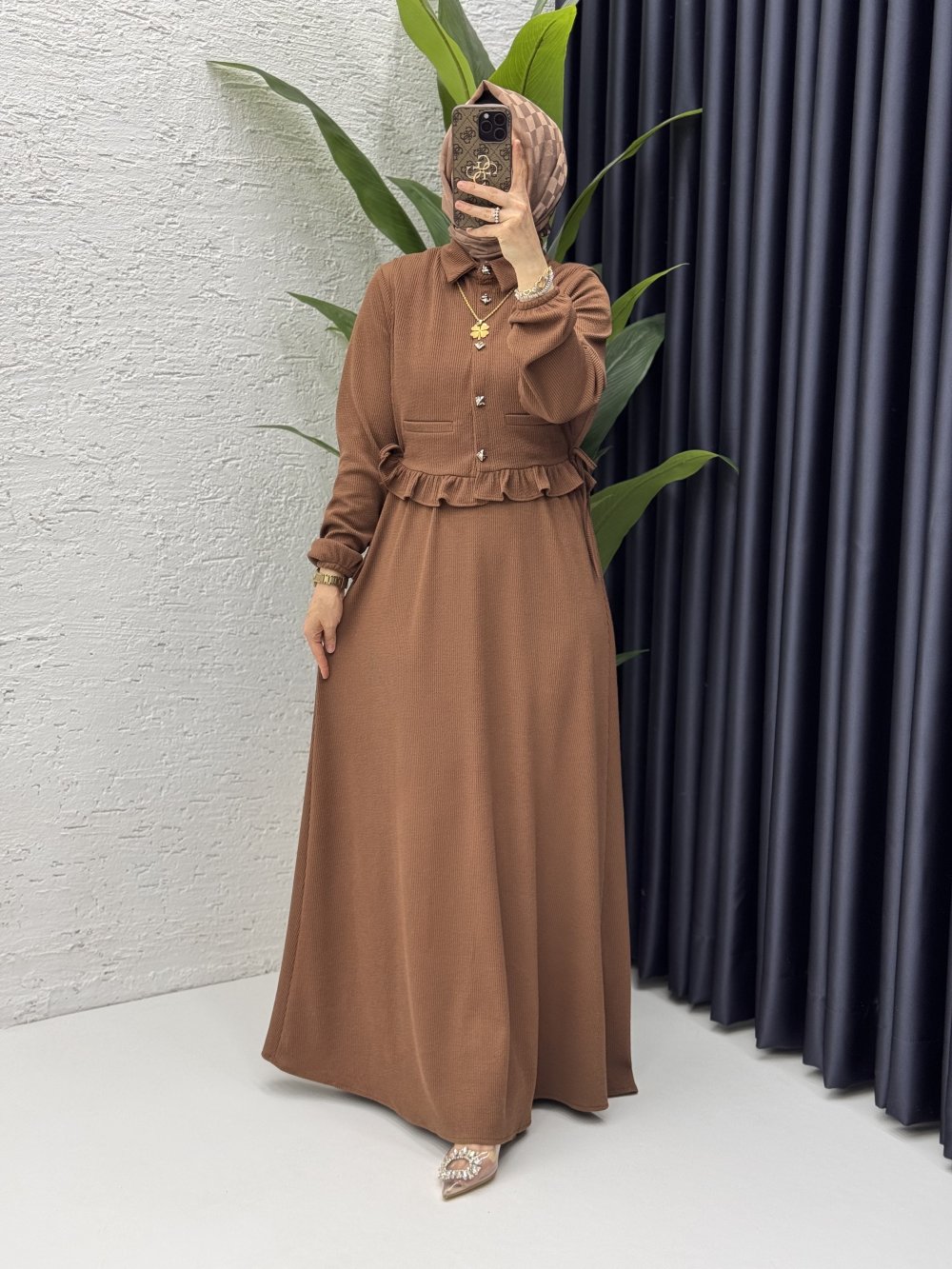 Feriha Elbise Tesettür Giyim  Kahve