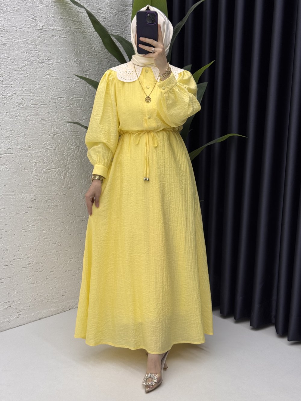 Ferira Elbise Tesettür Giyim Sarı