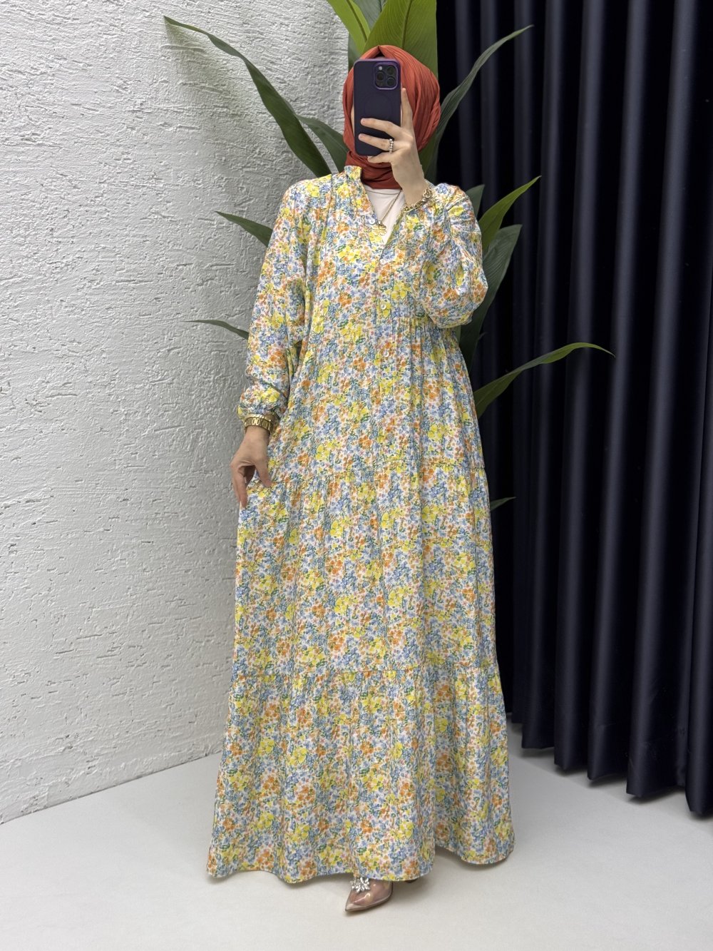 Gelincik Elbise Tesettür Giyim Sarı