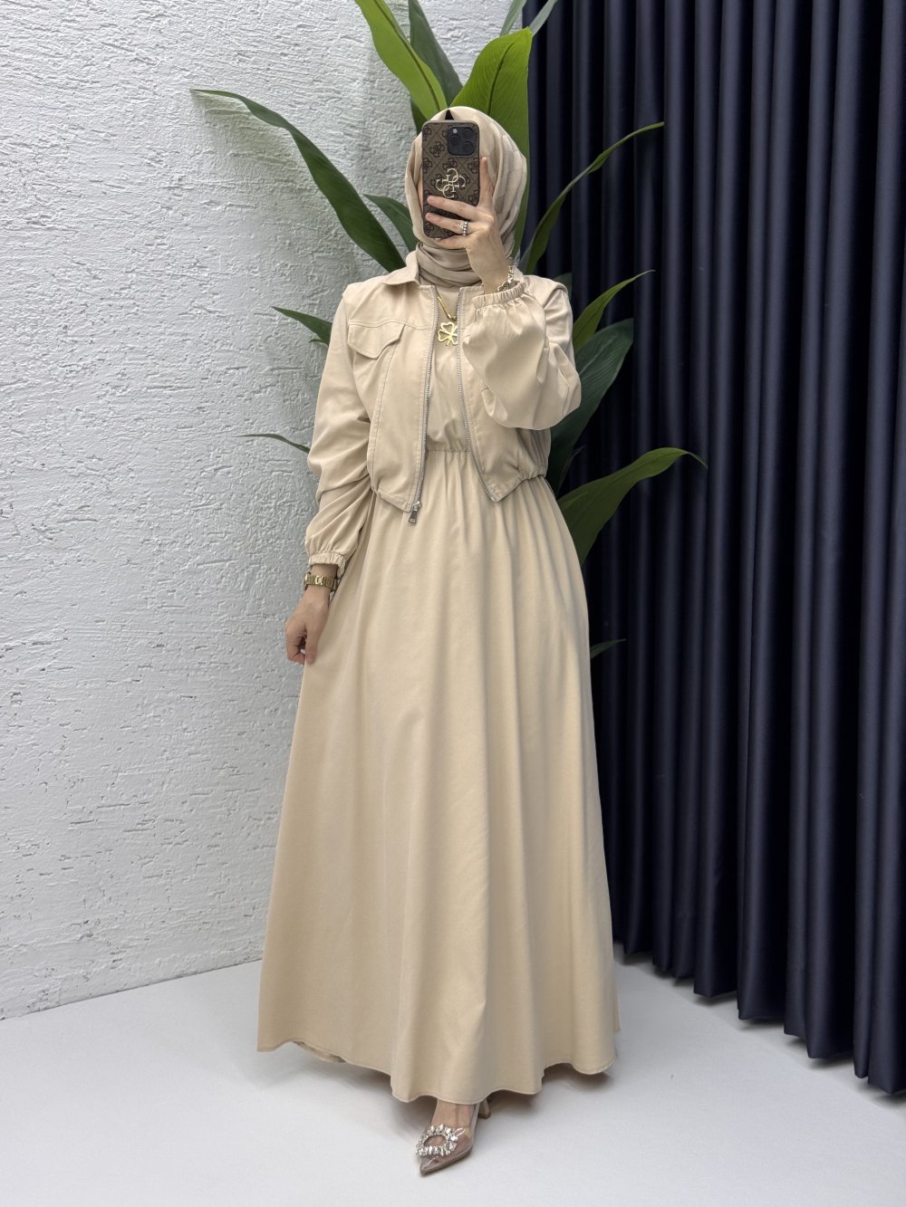 Gökçe Elbise Tesettür Giyim  Taş Rengi