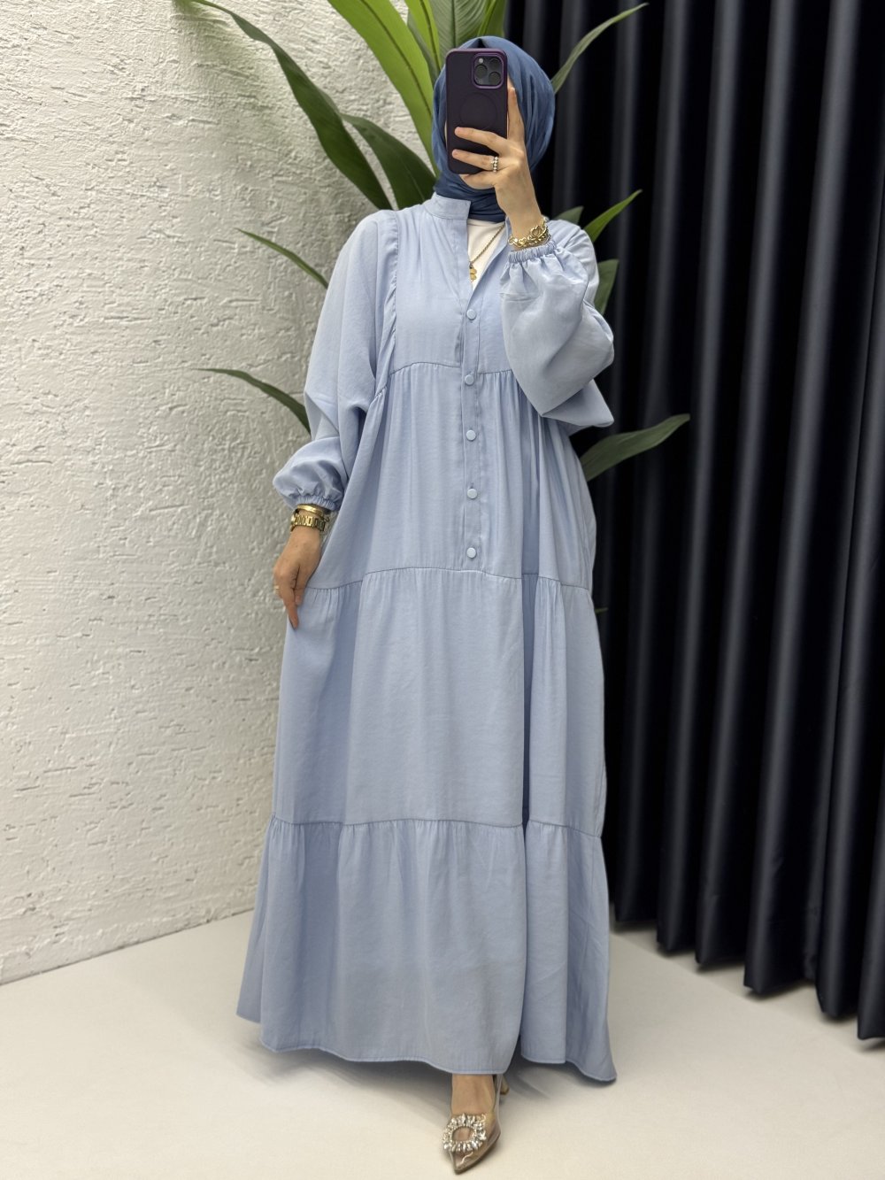 Hale Elbise Tesettür Giyim Mavi