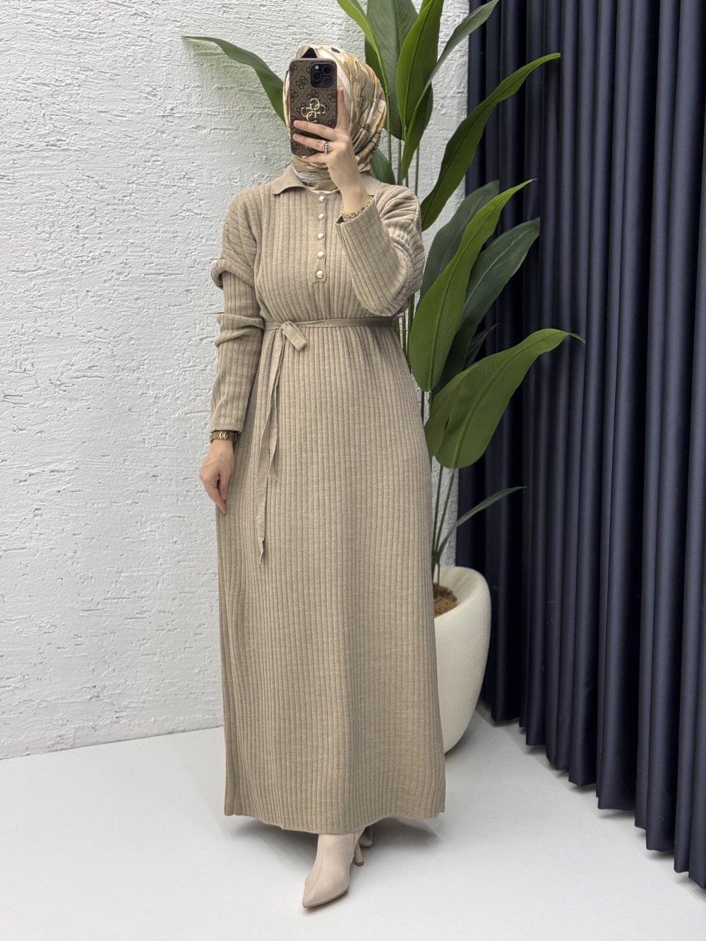 Hazen Elbise Tesettür Giyim  Vizon