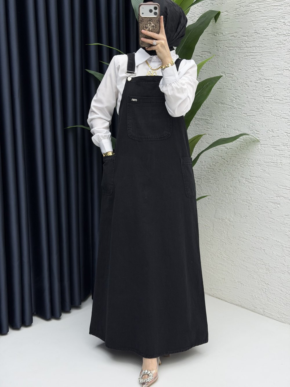 Hazen Kot jile Tesettür Giyim  Siyah