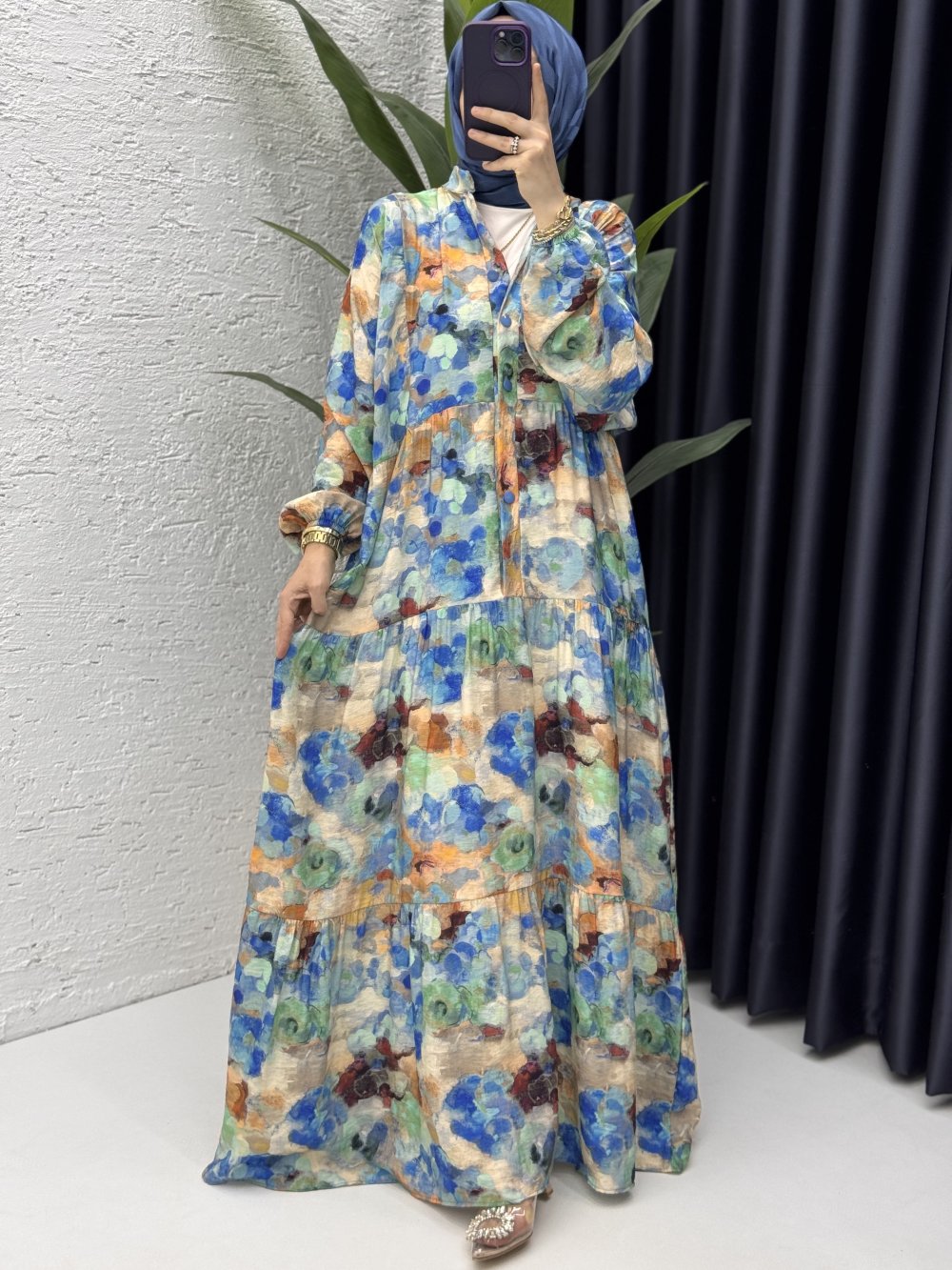 Helen Elbise Tesettür Giyim Mavi