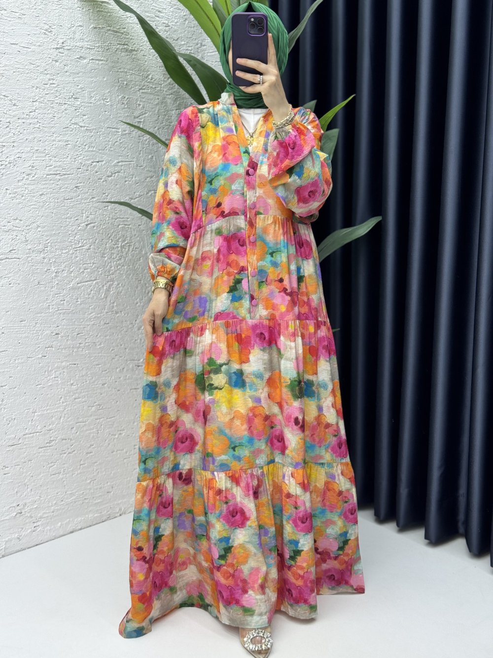 Helen Elbise Tesettür Giyim Fuşya