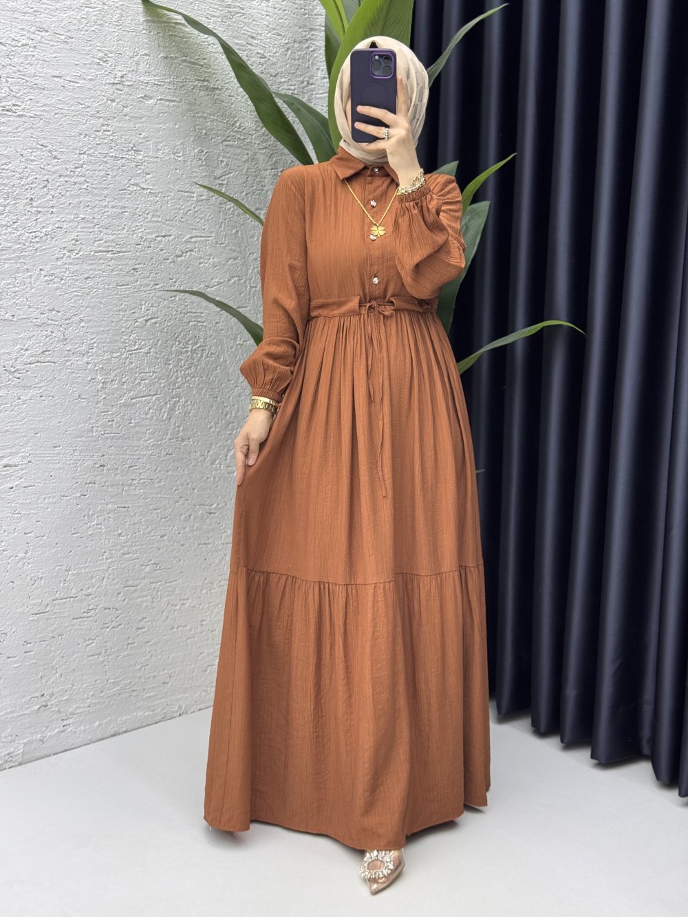 Hümeyra Elbise Tesettür Giyim Kiremit