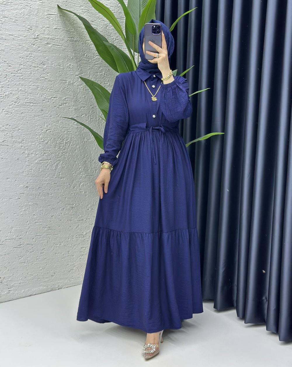 Hümeyra Elbise Tesettür Giyim Lacivert