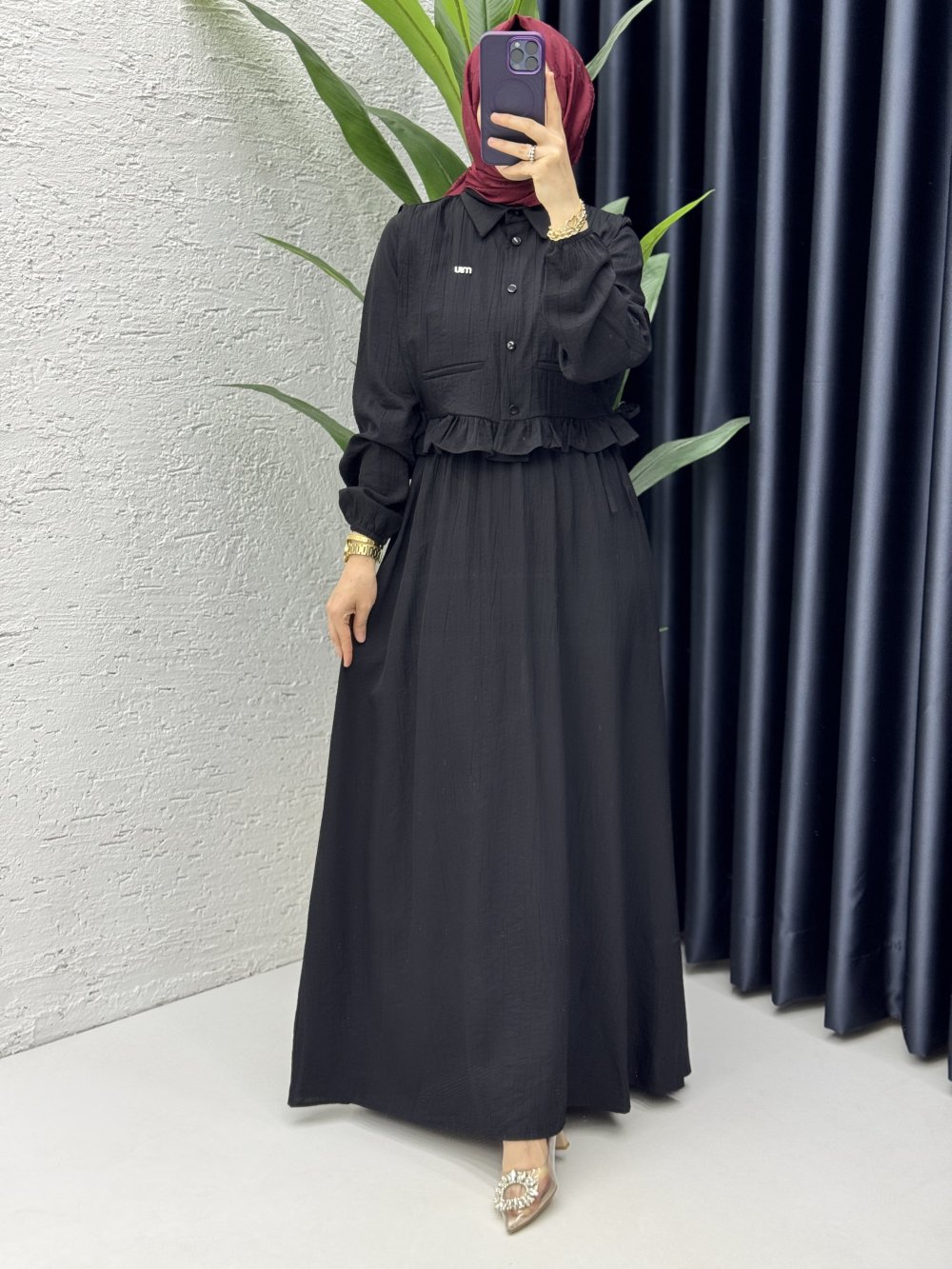 Hüda Elbise Tesettür Giyim Siyah