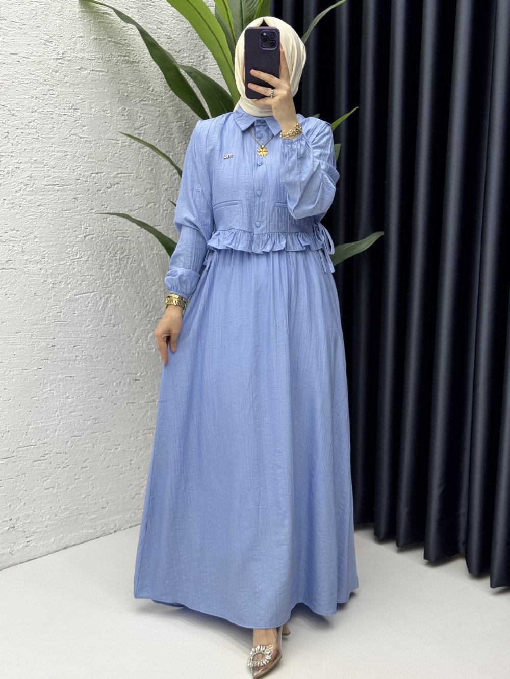 Hüda Elbise Tesettür Giyim Bebe Mavisi